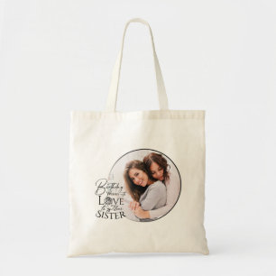 Bolsa Tote Aniversário Minimalista Irmã Caligrafia Foto