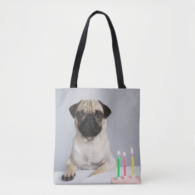 Bolsa Tote Aniversário Pug (Frente)