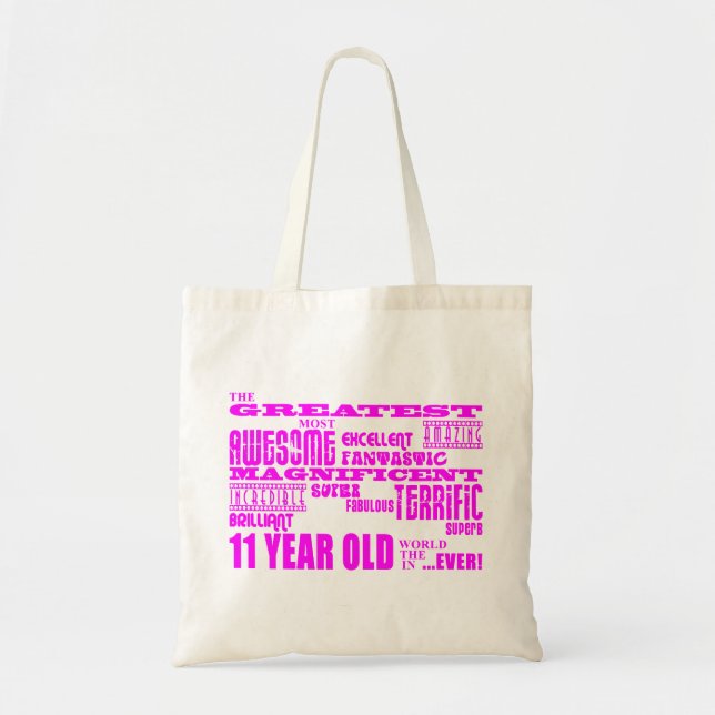 Bolsa Tote Aniversários das meninas 11os: Grande adolescente (Frente)