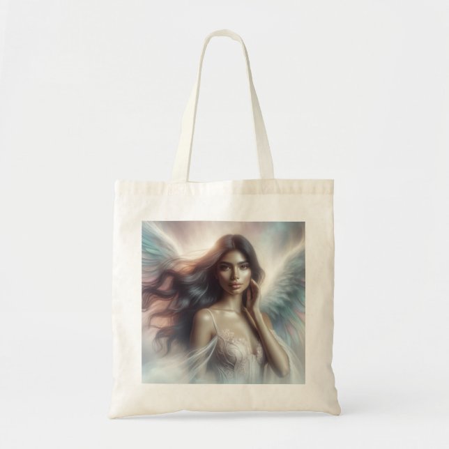 Bolsa Tote Anjo com cabelo longo e escuro (Frente)