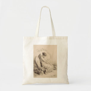 Bolsa Tote Anjo cristão sentado em uma pedra
