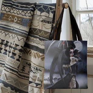 Bolsa Tote Anjo da Morte Gótica Escura Açúcar Caveira Fantasi