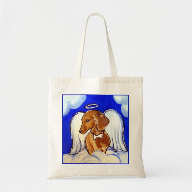 Bolsa Tote Anjo Dachshund Vermelho (Frente)