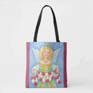 Bolsa Tote Anjo de Natal de desenho animado fofo com auréola