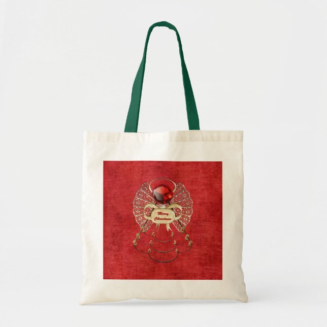 Bolsa Tote Anjo do Feliz Natal - vermelho (Frente)