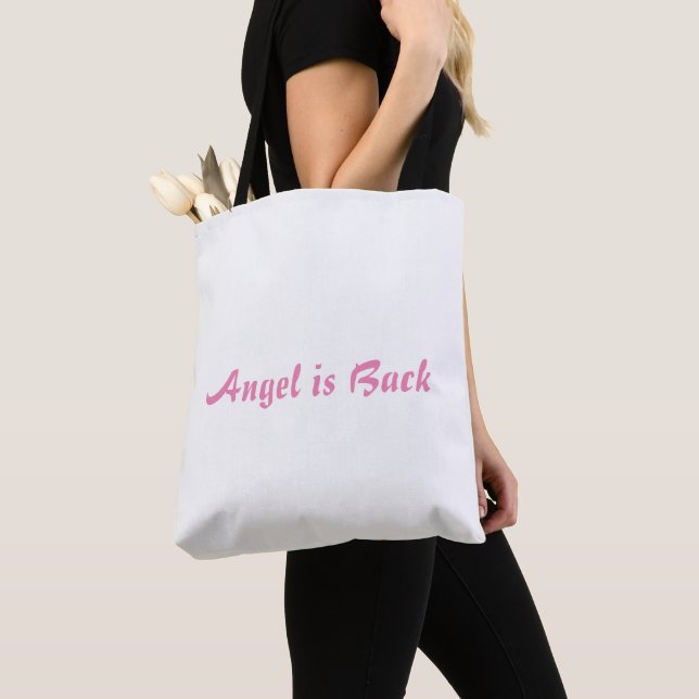 Bolsa Tote Anjo está de volta Texto impresso Compras Garotas  (Close Up)