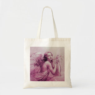 Bolsa Tote ANJO que JOGA LYRA SOBRE o rosa das NUVENS