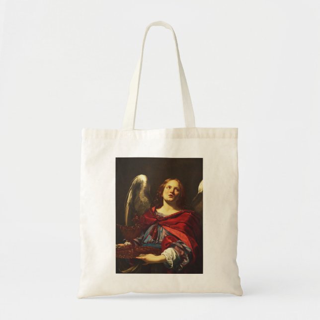 Bolsa Tote Anjo segurando o vaso e a toalha (Frente)