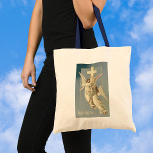 Bolsa Tote Anjos Vitorianos com uma Cruz, Páscoa Vintage
