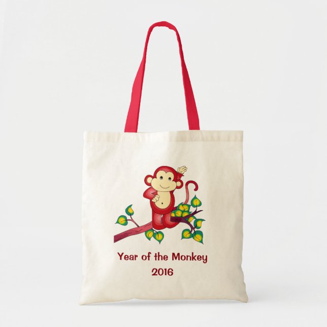 Bolsa Tote Ano da sacola 2016 do vermelho do macaco (Frente)