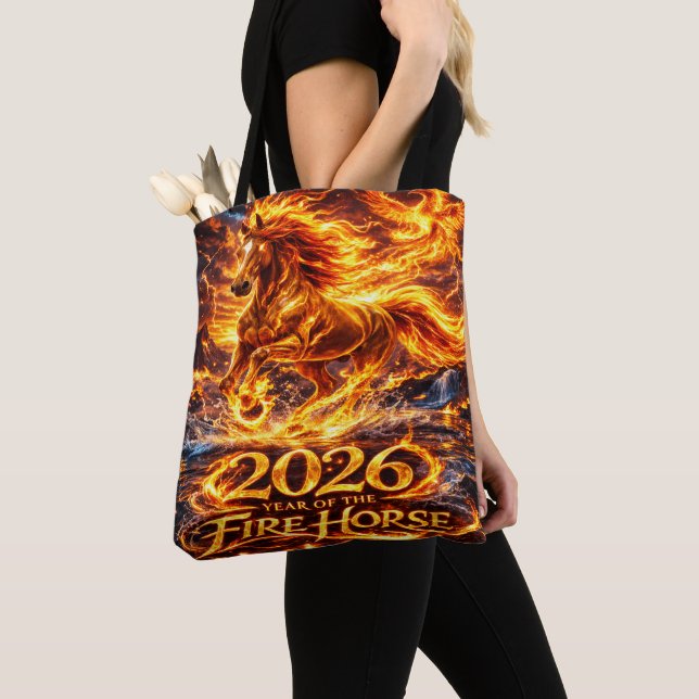 Bolsa Tote Ano do Cavalo de Fogo 2026 (Close Up)