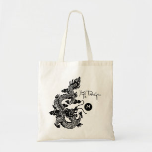 Bolsa Tote Ano do Dragão Chinês Monograma TB em papel recorta