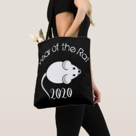 Bolsa Tote Ano do mouse Rat 2020 com texto