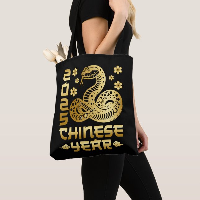 Bolsa Tote Ano Novo Chinês Do Cobra 2025 (Close Up)