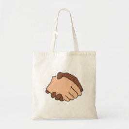 Bolsa Tote Anti-Racista de aperto de mão preto e branco