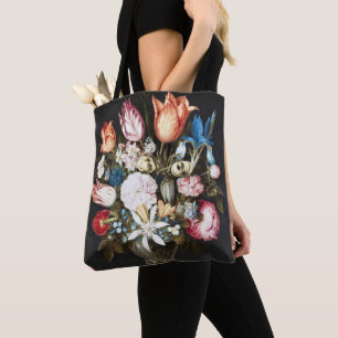 Bolsa Tote Antigo Bosschaert Tulipas e Rosas Holandeses Arte