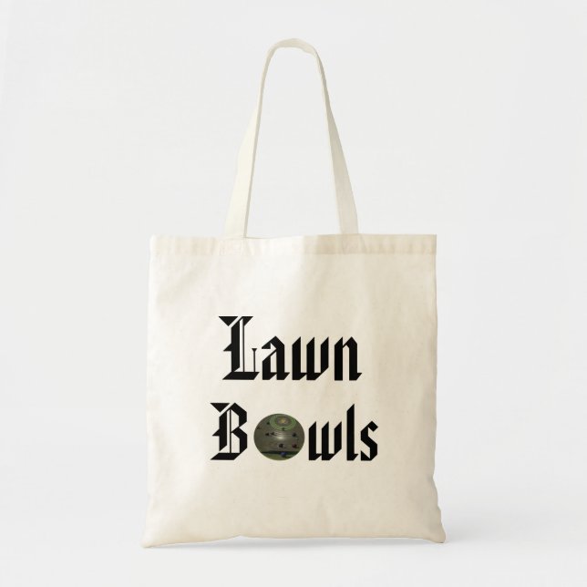 Bolsa Tote Antigo Design de texto Inglês do Lawn Bowls, (Frente)