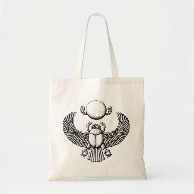 Bolsa Tote Antigo Egípcio Scarab Negro e Branco (Frente)