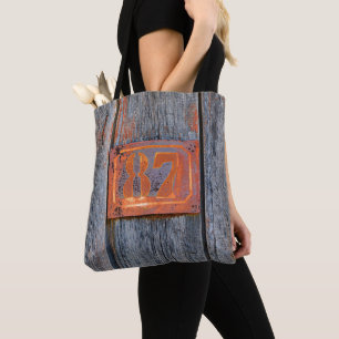 Bolsa Tote Antigo Grunge Rusty Metal House Número 87 Foto -