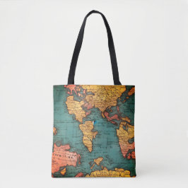 Bolsa Tote Antigo mapa do mundo ecológico