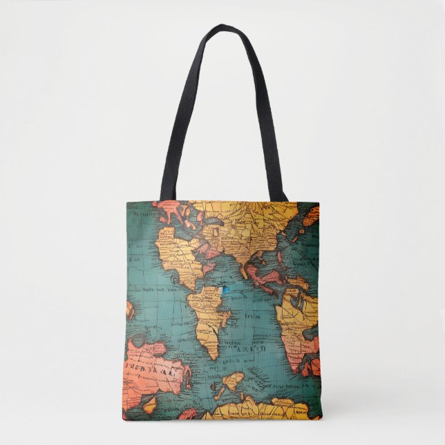 Bolsa Tote Antigo mapa do mundo ecológico (Frente)