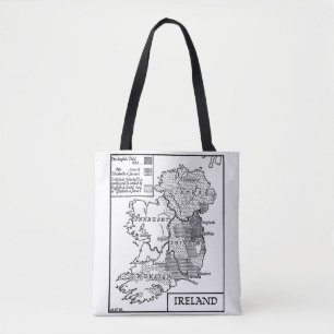 Bolsa Tote Antigo Mapa Mundial Da Ilustração Arte Da Irlanda