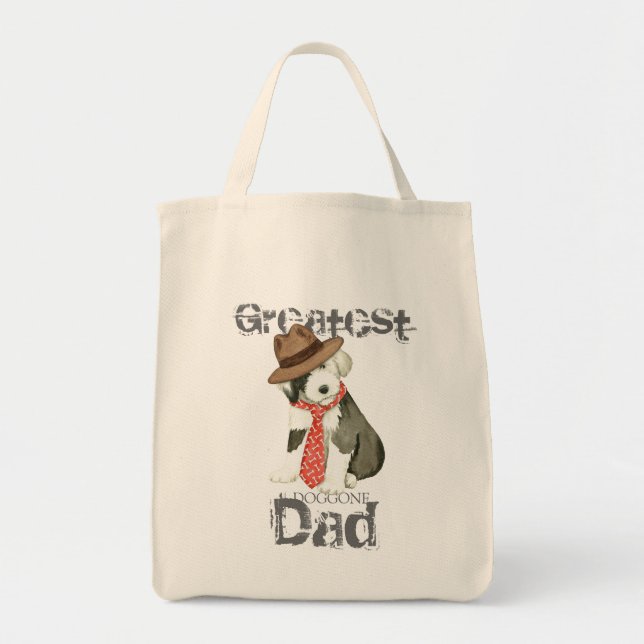Bolsa Tote Antigo Pai de Sheepdog Inglês (Frente)