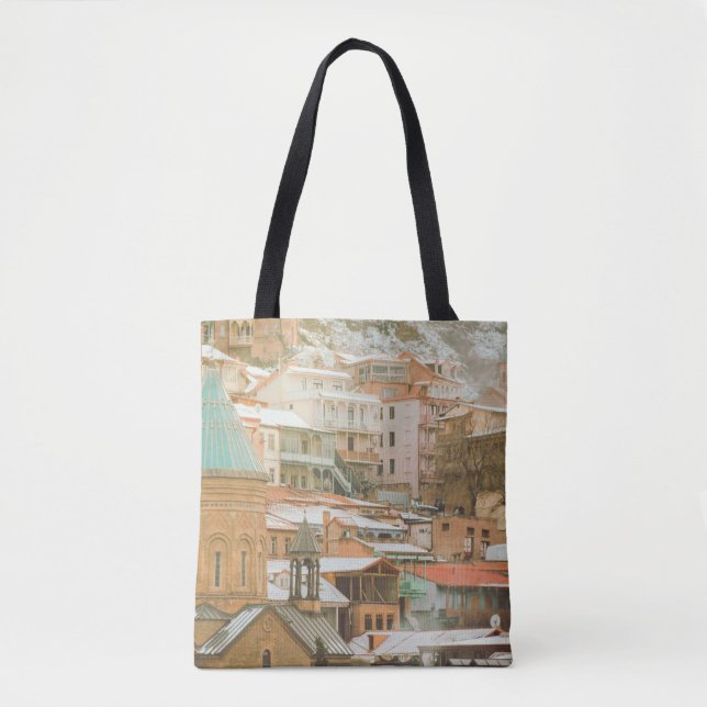Bolsa Tote Antigos edifícios históricos de Tbilisi. Viagem do (Frente)