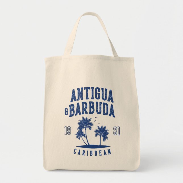 Bolsa Tote Antigua & Barbuda Caribbean Palm Tree (Frente)