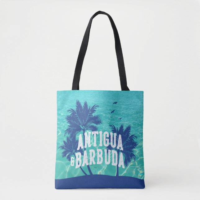 Bolsa Tote Antigua & Barbuda Caribbean Palm Tree (Frente)