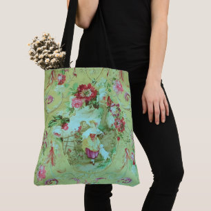 Bolsa Tote Antiquado estilo Toile Rococo Vitoriano Verde