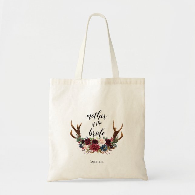 Bolsa Tote Antlers Floral Bridal Party | Mãe da noiva (Frente)