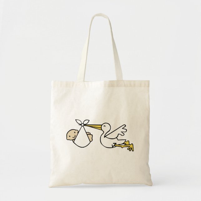 Bolsa Tote Anúncio de Nascimento Bonito de Cartoon e Bebê (Frente)