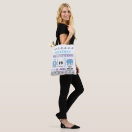 Bolsa Tote Anúncio de nascimento de Elefante Bebê Azul-Bonito
