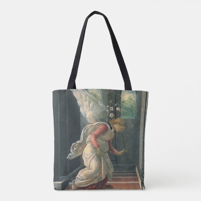 Bolsa Tote Anúncio (detalhe do anjo) de Sandro Botticelli (Verso)