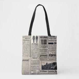 Bolsa Tote Anúncios antigos em jornais alemães 1917