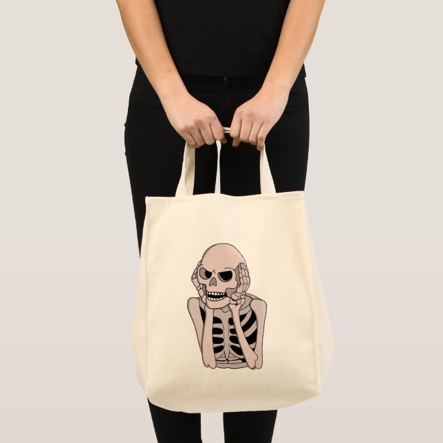 Bolsa Tote Anxious Skeleton Sketch (Frente (produto))