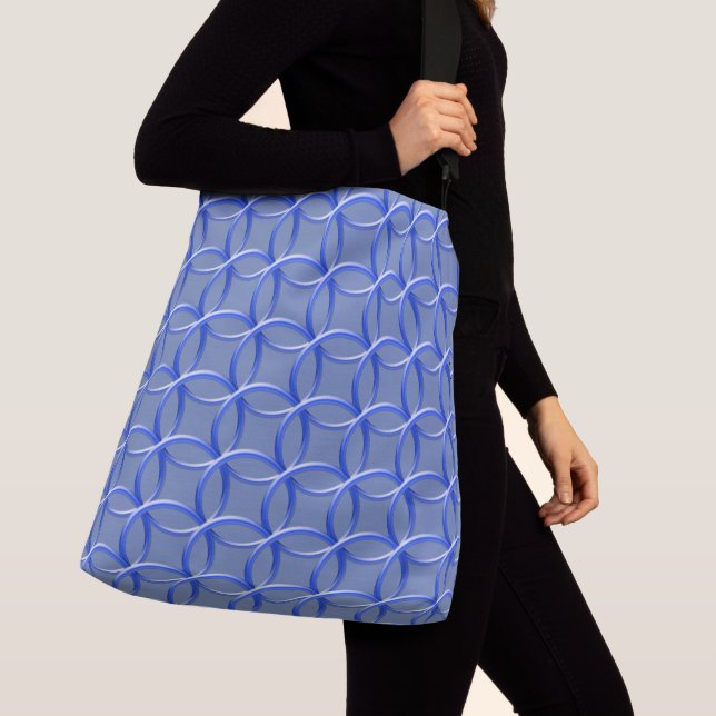 Bolsa Tote (ao) - Anéis Azuis Entrelaçados (Close Up)