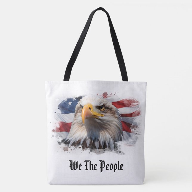 Bolsa Tote *~* AP27 Patriótica American Flag Bald Eagle (Frente)
