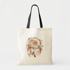 Bolsa Tote Apanhador de Sonhos Florais Castanho-Rosa-Esbranqu