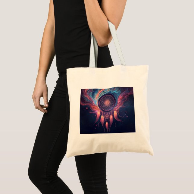 Bolsa tote apanhadora de sonhos psicodélica (Frente (produto))