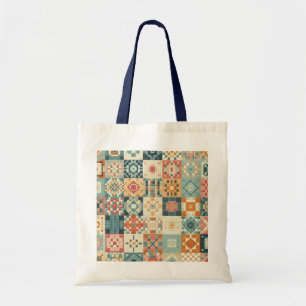 Bolsa Tote Aparência xadrez acolchoada vintage