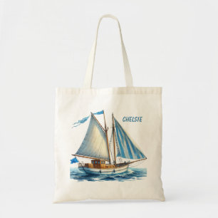 Bolsa Tote Apelido de amantes de veleiros de praia em forma d