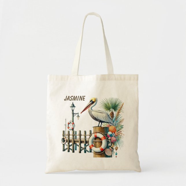 Bolsa Tote Apelido de amantes pelicanos de praia, bonito (Frente)