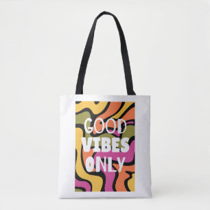Bolsa Tote 'Apenas Boas Vibrações' Estética Retro Ondulada