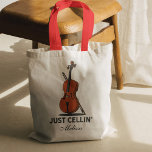 Bolsa Tote Apenas Cellin Cello Músico Personalizado Script<br><div class="desc">Para um celista,  este design bonitinho de Cellin será o presente perfeito e vai fazê-los sorrir</div>