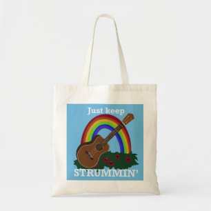 Bolsa Tote Apenas Continue Tocando Ukulele Arco-Íris Havaiano