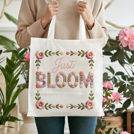 Bolsa Tote Apenas Florescer Falso Bordado Floral Boho Cottage