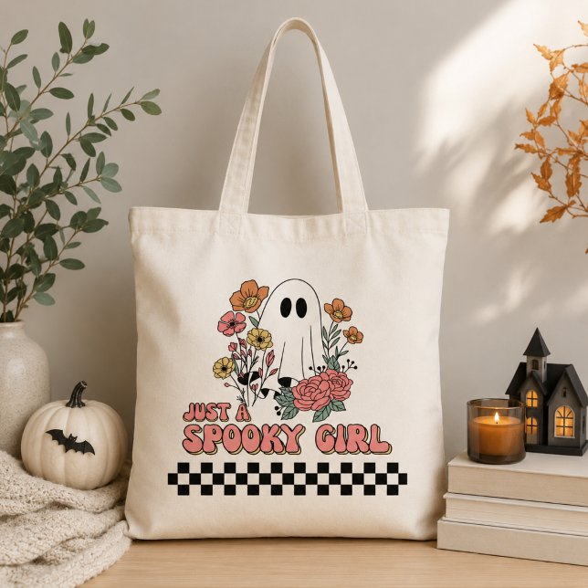 Bolsa Tote Apenas uma garota assustadora fantasma Halloween (Criador carregado)
