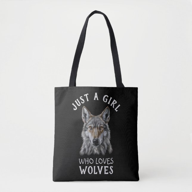 Bolsa Tote Apenas uma garota que ama lobos (Frente)